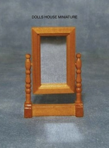 Bathroom / Bedroom Swivel Mirror in Light Wood, Dolls House Miniature 1:12 Scale