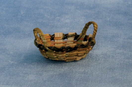 2 Wicker Baskets  With Handles, Dolls House Miniature, 1.12th Scale