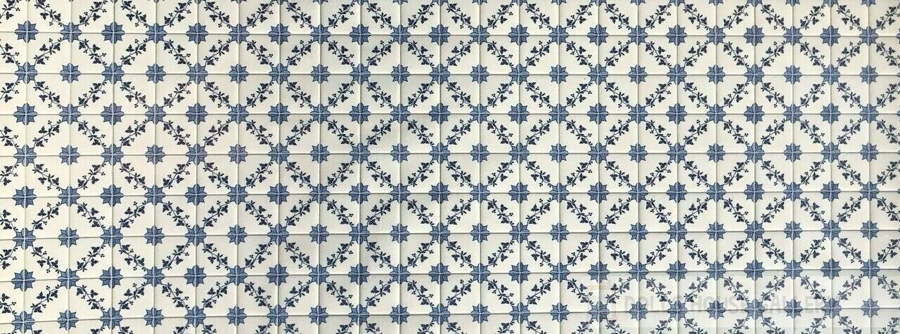 Laminated Tile Sheet Flooring Blue & White, Dolls House Miniature, DIY Floor