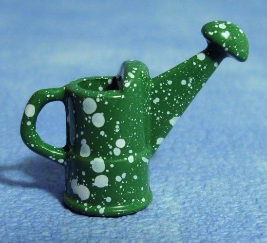 Small Metal Green Watering Can Dolls House Miniature 1.12 Scale,
