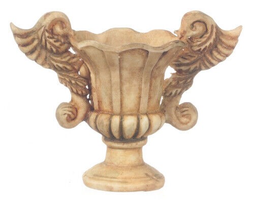 Aged Winged Ancient Pot, Doll House Miniatures, Plant Flower Pot 1.12 Scale