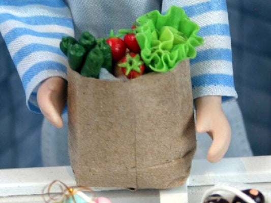 Groceries In A Brown Shopping Bag, Dolls House Miniature, Food
