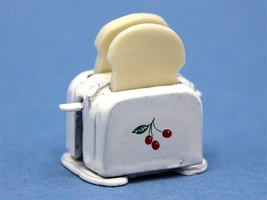 Toaster And Toast With Cherry Motif, Dolls House Miniature, Kitchen, Dining