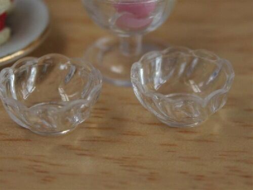Glass Effect Bowls Miniatures for a Dolls House, Kitchen Tableware Accessory
