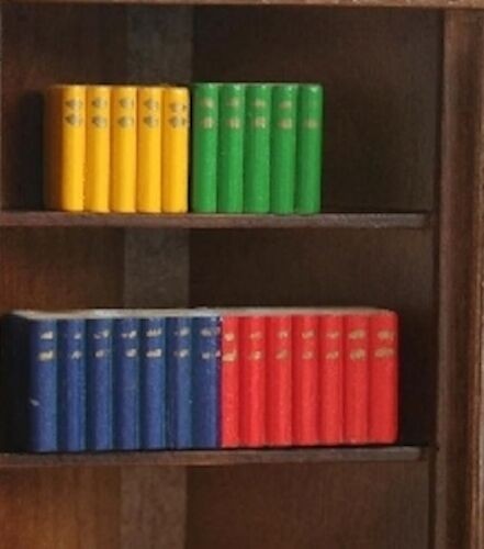 Four Assorted Bright Coloured Block Books, Doll House Miniatures, Library Book