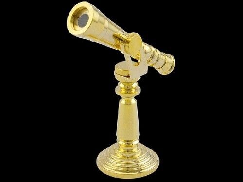 Adjustable Brass Telescope, Dolls House Miniature, Metal 1.12 Scale