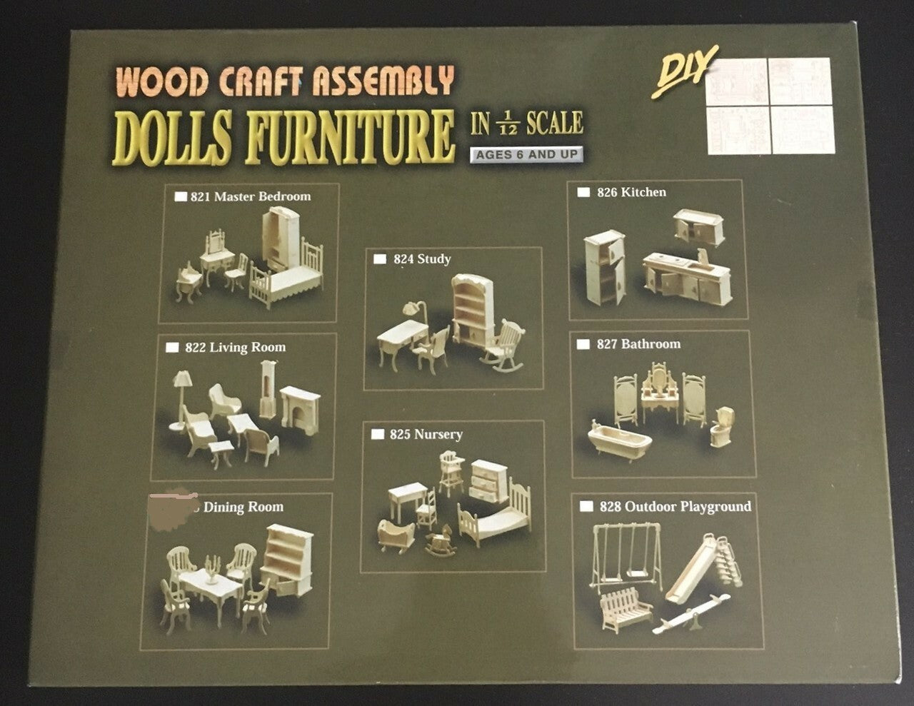 1/12th Scale Bathroom Furniture Set, Dolls House Miniatures