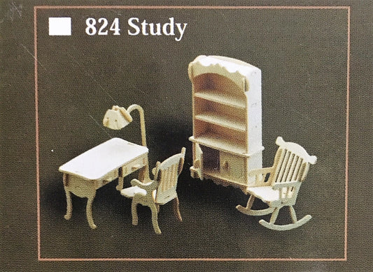 1/12th Scale Study Furniture Set, Dolls House Miniatures, UK
