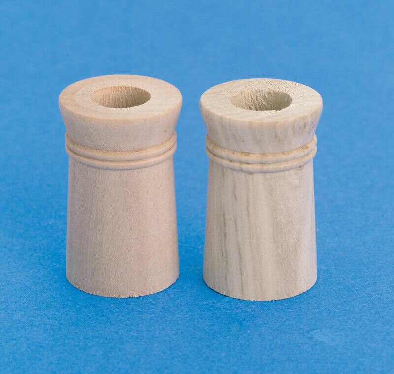 Two Wooden Chimney Pots, Dolls House Miniature D.I.Y Fixtures & Fittings