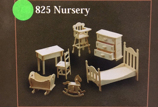 1/12th Scale Nursery Furniture Set, Dolls House Miniatures, Set