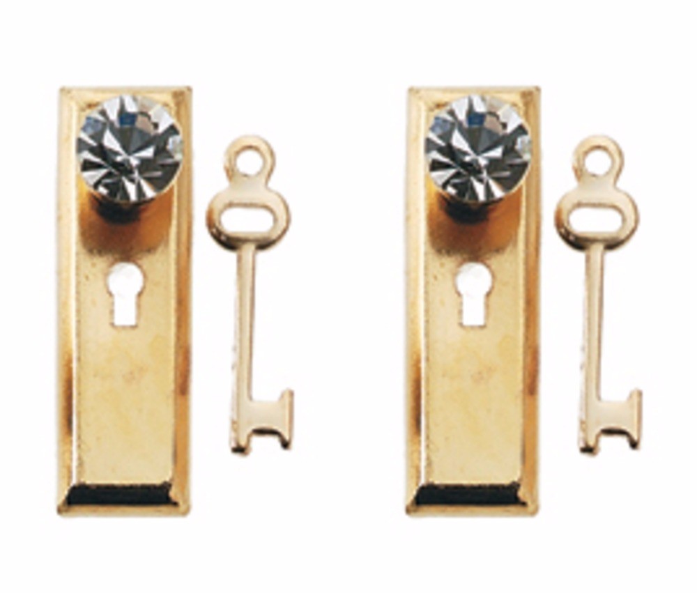 Golden Door Plates With Crystal Handles & Keys, Dolls House Miniature