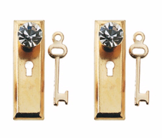 Golden Door Plates With Crystal Handles & Keys, Dolls House Miniature