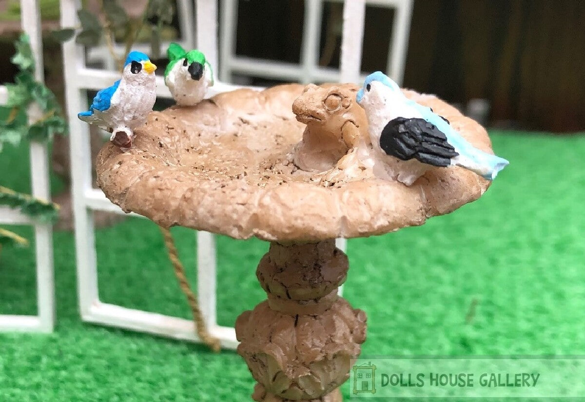 Three Colourful Birds New Colours, Dolls House Miniatures, Garden, Animals