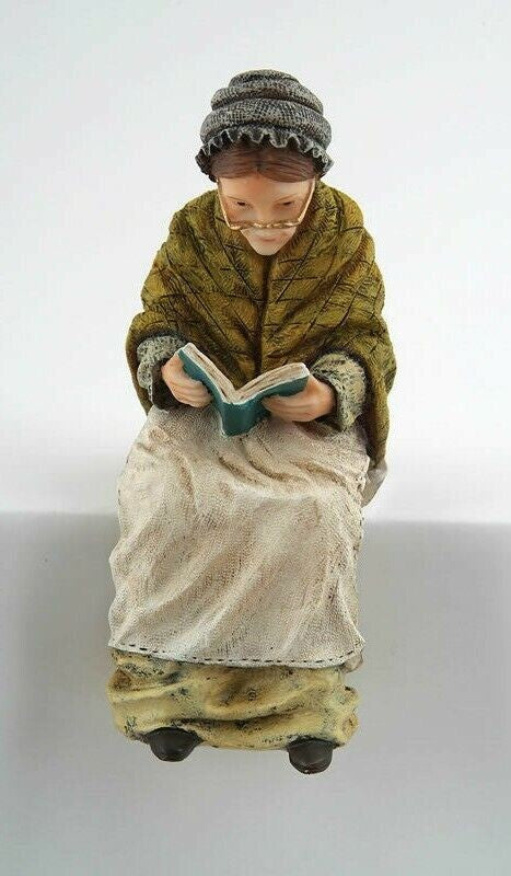 Grandmother Sitting Figurine, Dolls House Miniatures, Reading Statue.