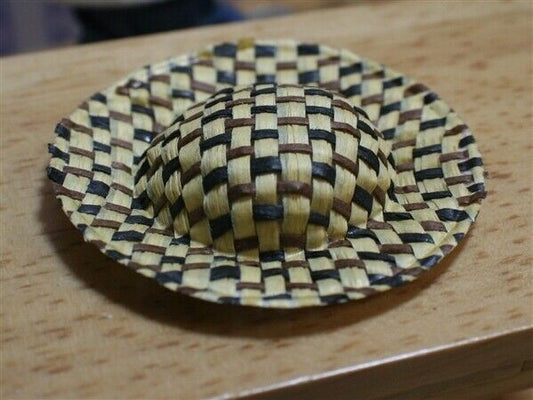 Straw Hat Black & Brown, Dolls House Miniature, Dolls Clothing