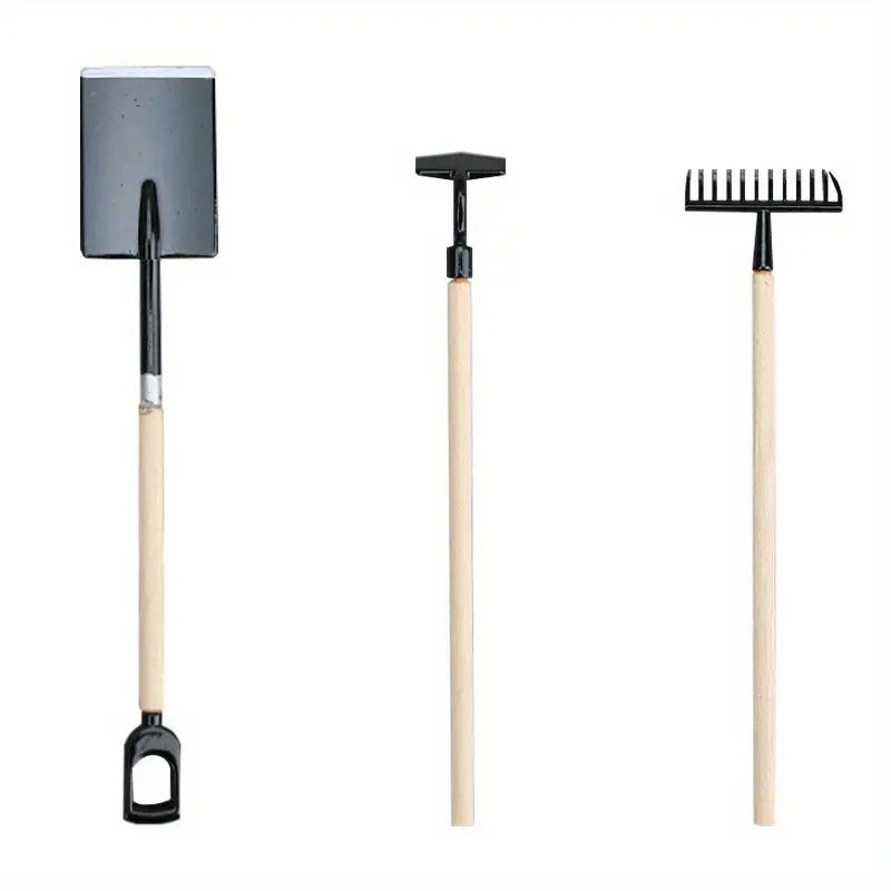 Tools Set Spade Rake Trowel 1:12 Scale Dolls House Miniature Garden Accessory