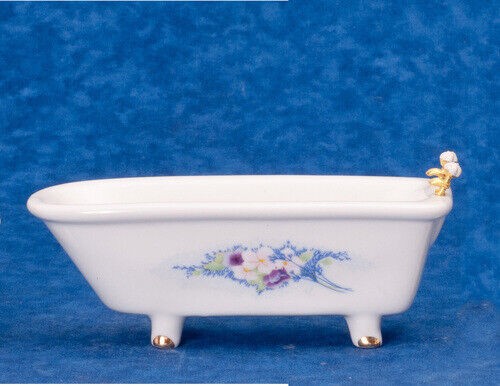 Porcelain Bath Tub, Miniature Dolls House Accessory, 1:12 Scale, Bathroom