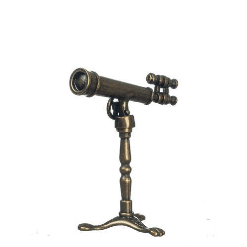 Telescope On A Fixed Stand, Dolls House Miniature, Metal