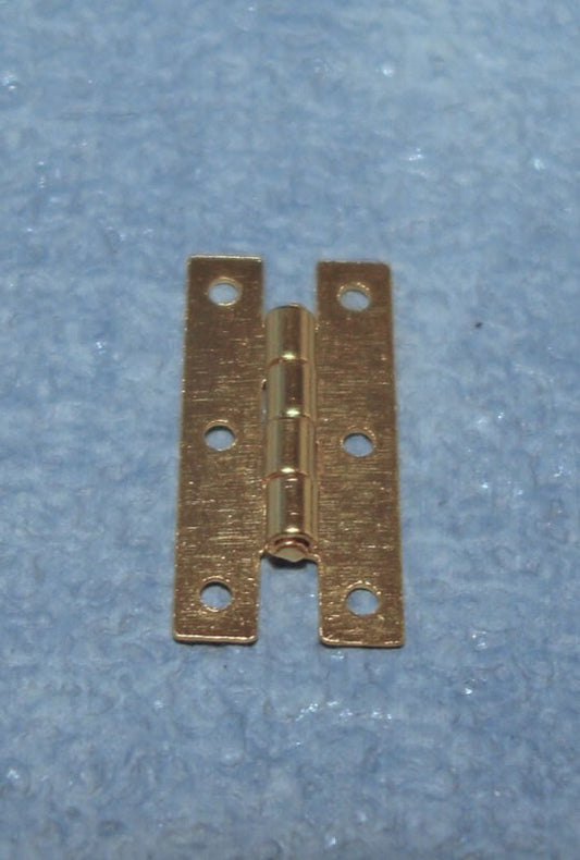 4 Brass Plated Hinges 15mm x 7mm & Nails, Dolls House Miniatures, DIY Fixtures,