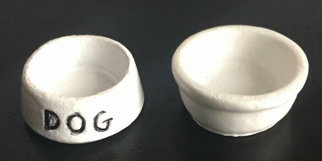 Dog Food & Water Bowls, Dolls House Miniatures Pet Accessory