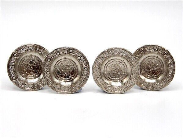 Set of Four Pewter Plates / Platters, Dolls House Miniatures, Dinner
