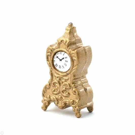 Gold Mantel Clock, Dolls House Miniatures, 1.12 Scale Mantle