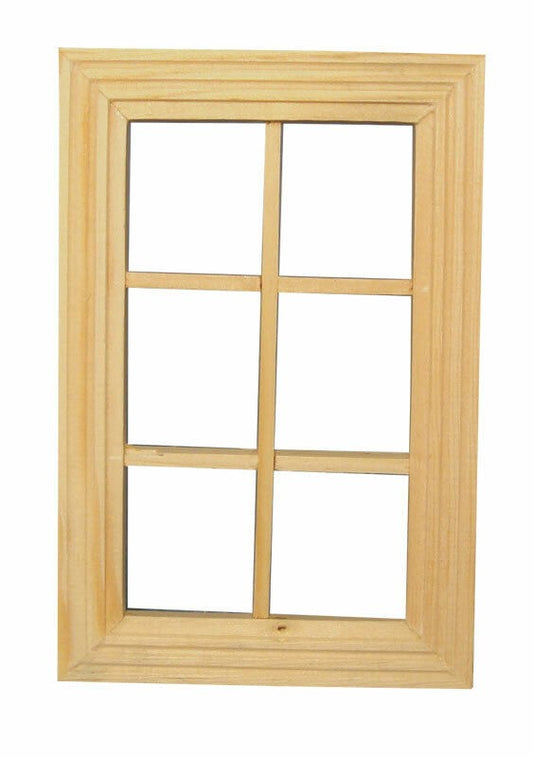 6 Pane Wood Window, Dolls House Miniature, DIY Fixture