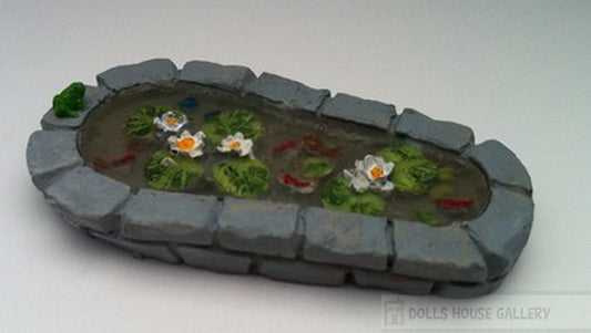 Grey Stone Pond, Outdoor Miniature Dolls House, Frog, Garden Water Feature