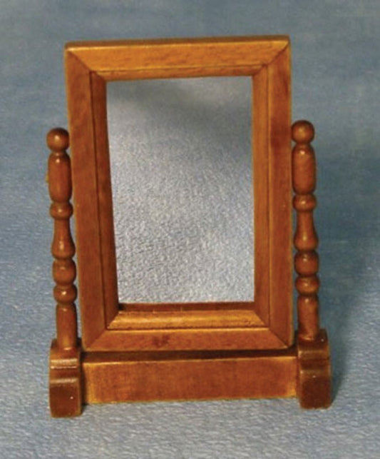 Antique Oak Swivel Mirror, Dolls House Miniature, Bathroom Bedroom