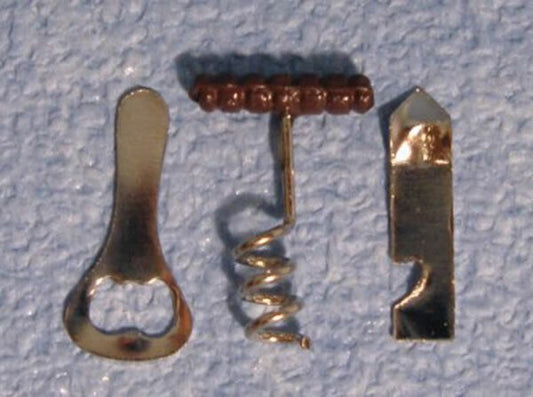 Bar Set, Cork Screw & Cap Pull, Dollhouse Miniature Pub Wine Bar Accessory
