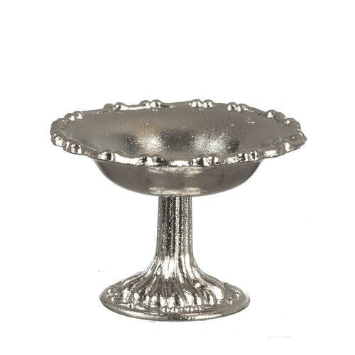 Silver Pedestal Bowl, Dolls House Miniature Doll Accessory, Kitchen Dining