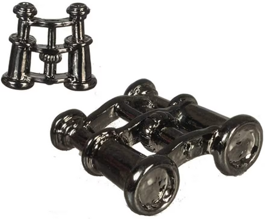 Black Chrome Binoculars, Dolls House Miniatures. 1.12 Scale