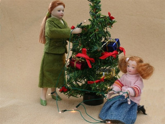 String of 12x3mm White Lights Christmas string with plug Dolls House Miniature