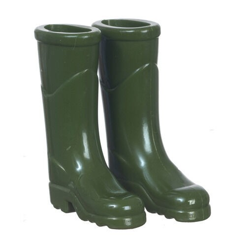Green Outdoor Wellington Boots, Dolls House Miniature Accessory, Wellies