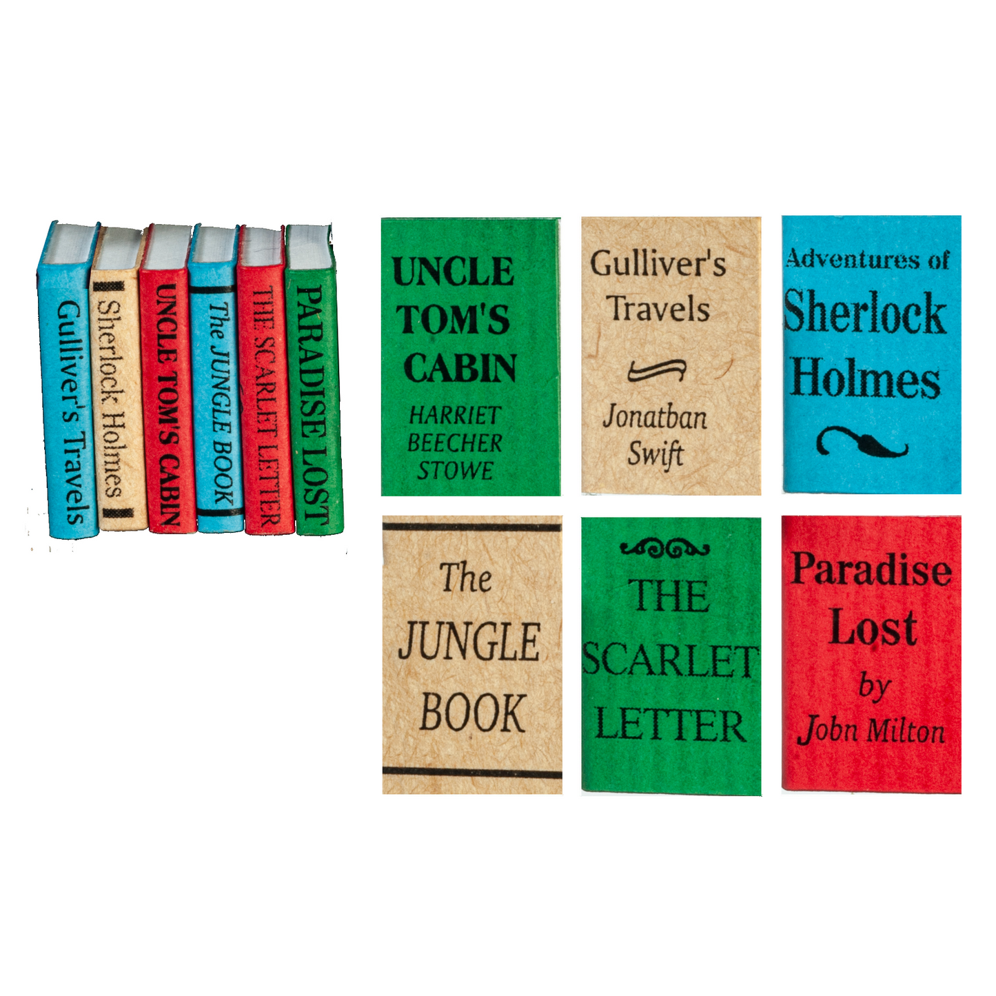 12 Bound Books, Dolls House Miniature, Library, Book Writing Miniatures