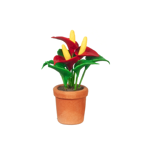 Flowers In Plant Pot, Dolls House Miniature, House Plant, Decor
