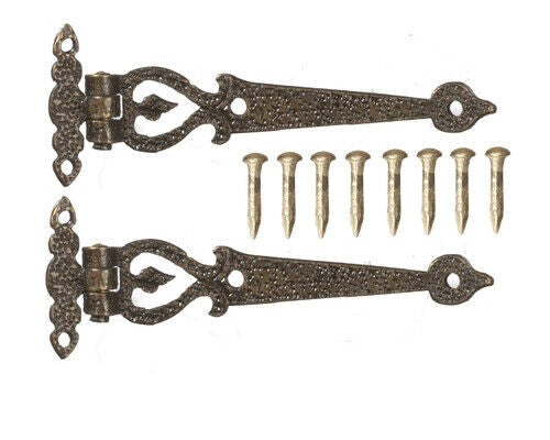 Antique Style Large Hinges ( Style 4 ) Dolls House Miniature Hinges, Fairy Door