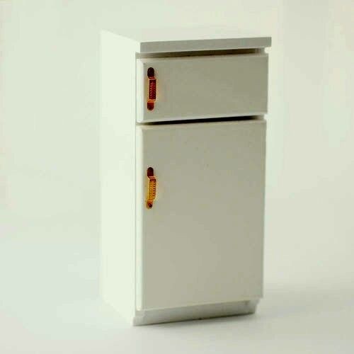 Fridge Freezer With Brass Handles,  Dolls House Miniature Kitchen Appliances