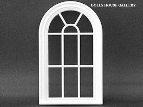 24th Scale White Victorian 10 Pane Curved Window, Dolls House Miniature,