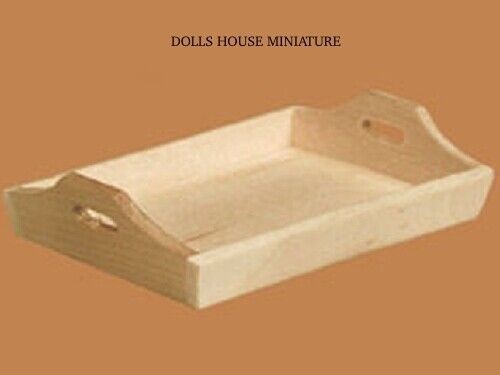 Barewood Tea Tray, Dolls House Miniature, Dining Accessory Bare Wood