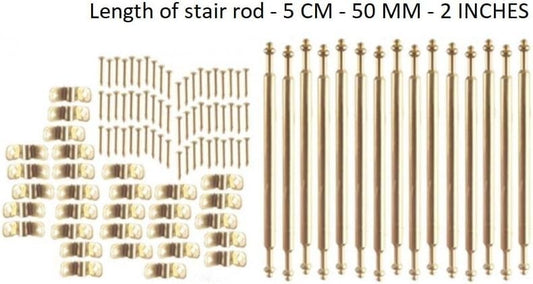 Brass Stair Rods, ( set of 15 rods & 30 brackets ), Dolls House Miniature