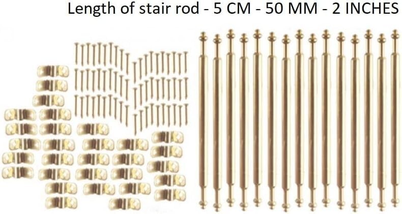 Brass Stair Rods, ( set of 15 rods & 30 brackets ), Dolls House Miniature
