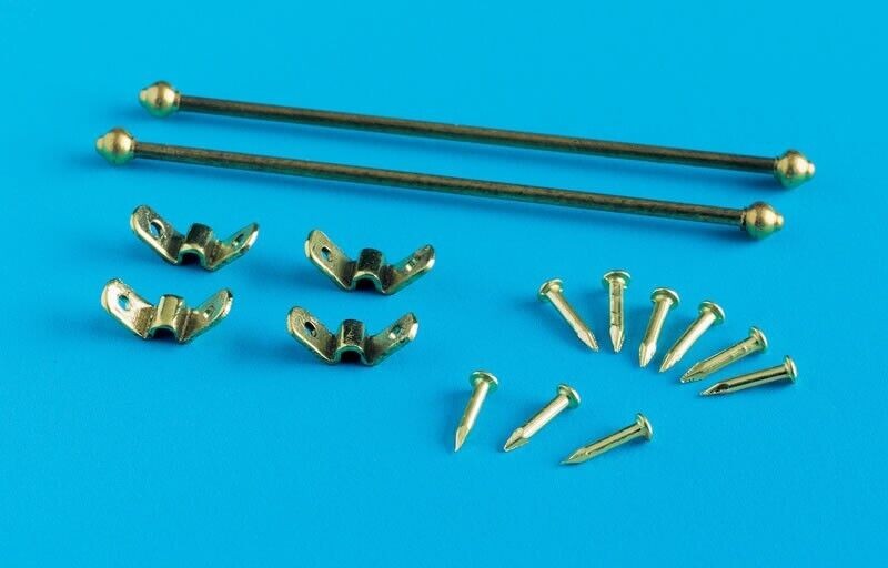 Brass Stair Rods, ( set of 15 rods & 30 brackets ), Dolls House Miniature