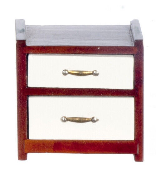 Bedside Cabinet Opening Drawers Dolls House Miniature Furniture 1/12 Scale