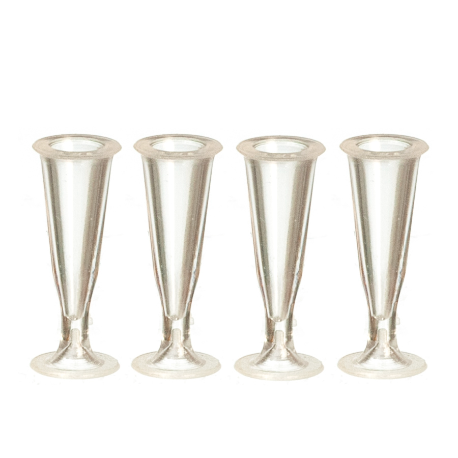Champagne Flutes Set Of 4, Dolls House Miniature, 1;12 Scale