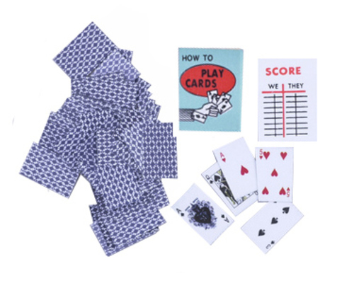 Playing Cards Set, Miniatures, Approx 9mm by 8mm, Dolls House Accessories