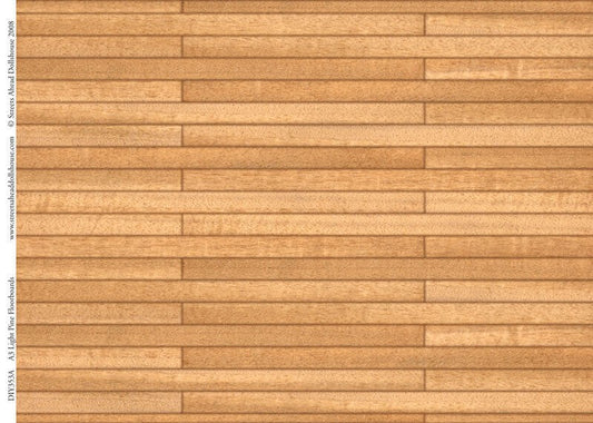 Light Pine Floorboards Card, Dolls House Miniature Flooring, 1.12th Scale