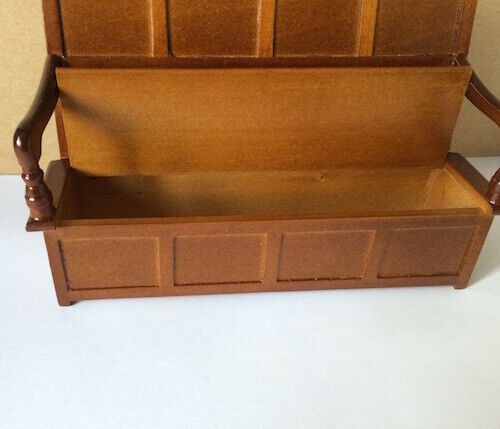 Tudor Bench / Settle Light Walnut, Dolls House Miniatures,  Church 1.12 Scale