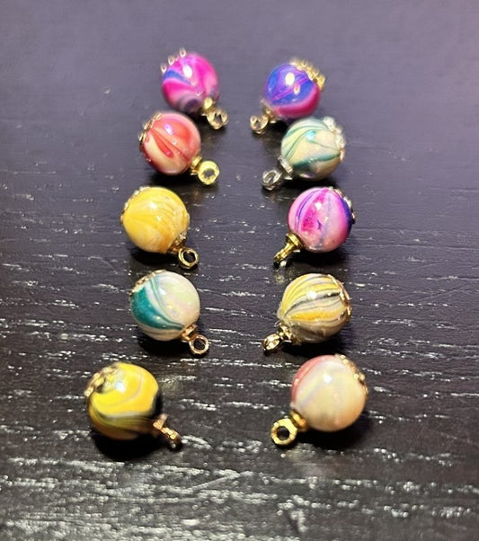 10 Handmade Christmas Tree Baubles Blend Mix, Dolls House Miniature Xmas