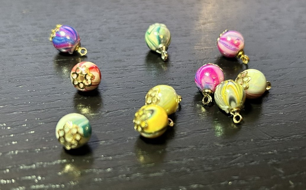 10 Handmade Christmas Tree Baubles Blend Mix, Dolls House Miniature Xmas